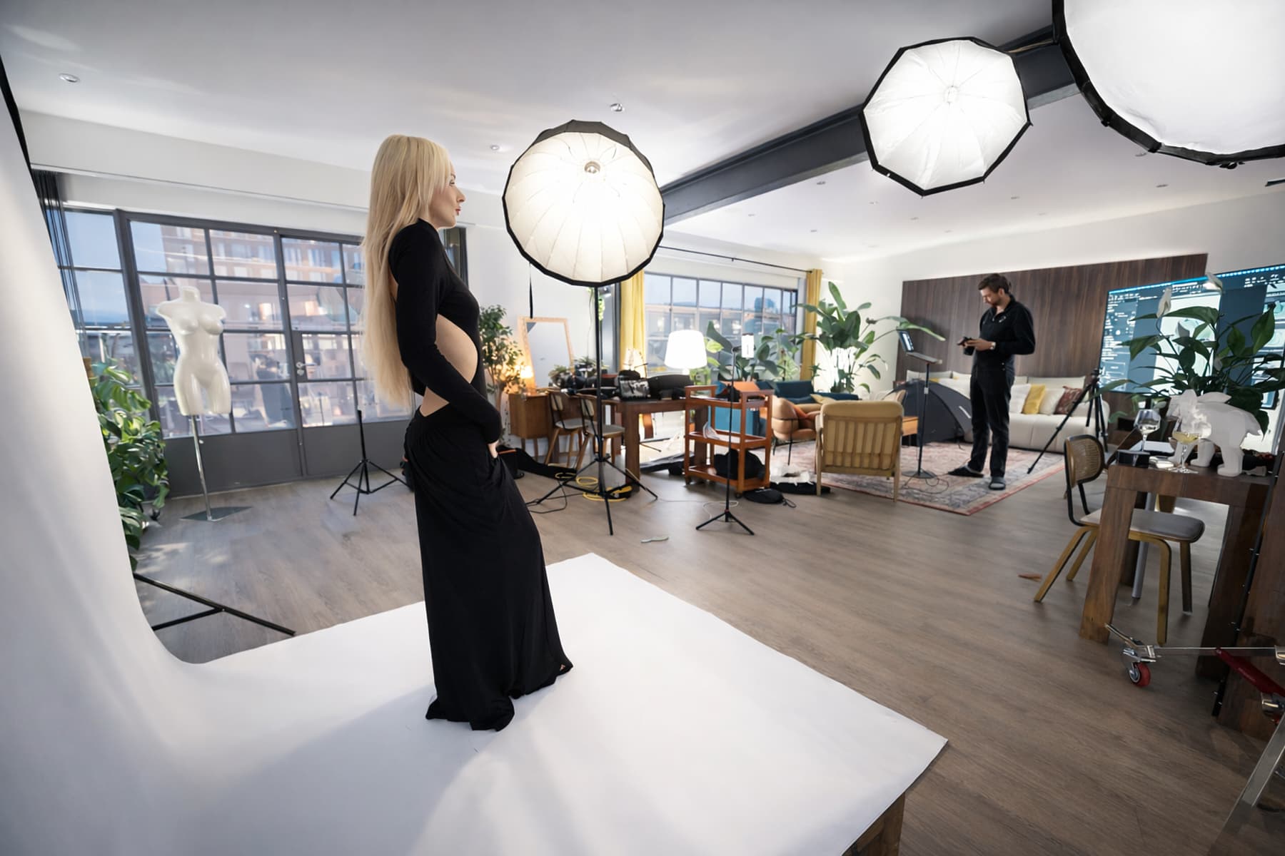 Setup shooting photo dans le penthouse