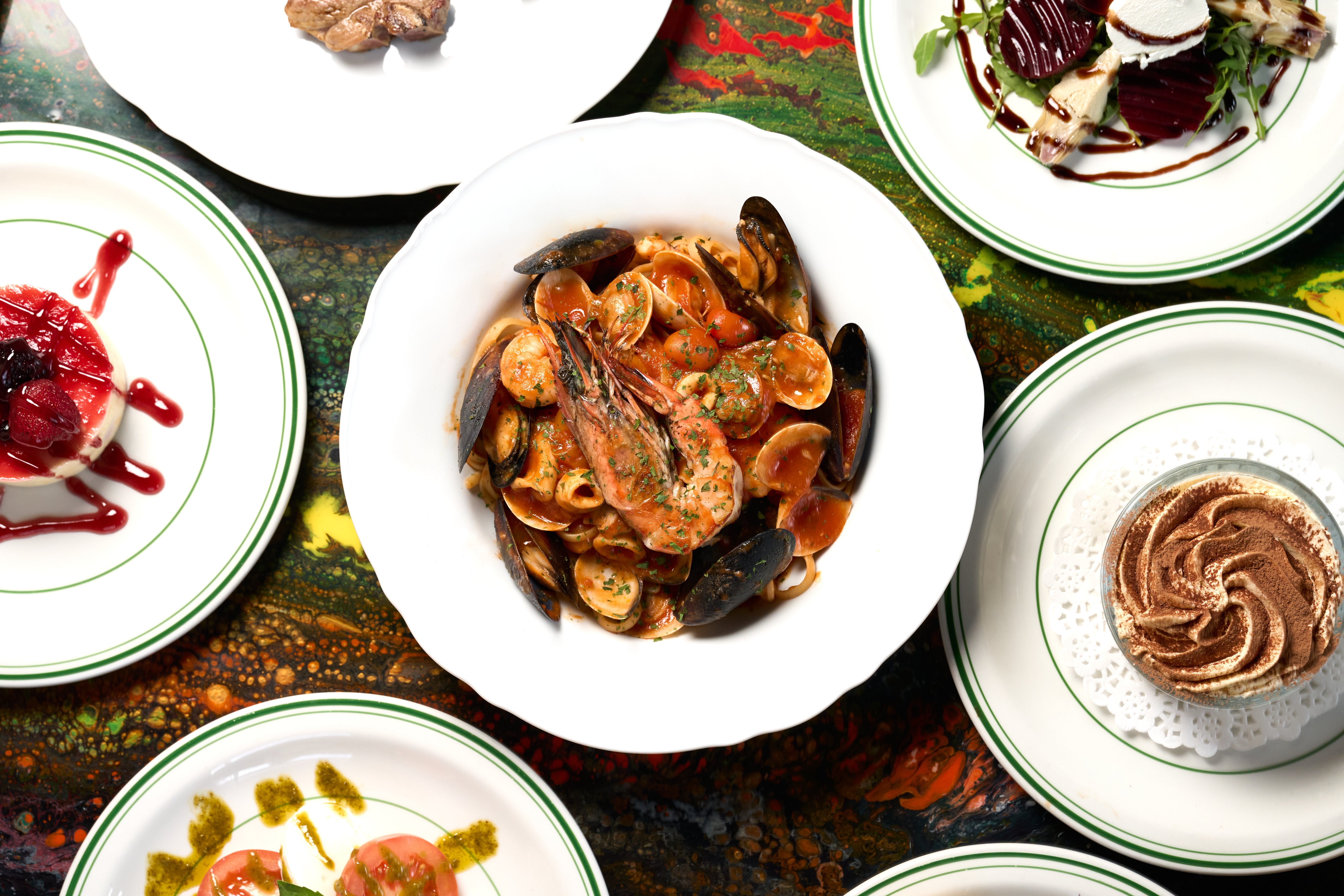 Traditional Italian dish photographed with warm directional lighting for the Blades restaurant menu in London